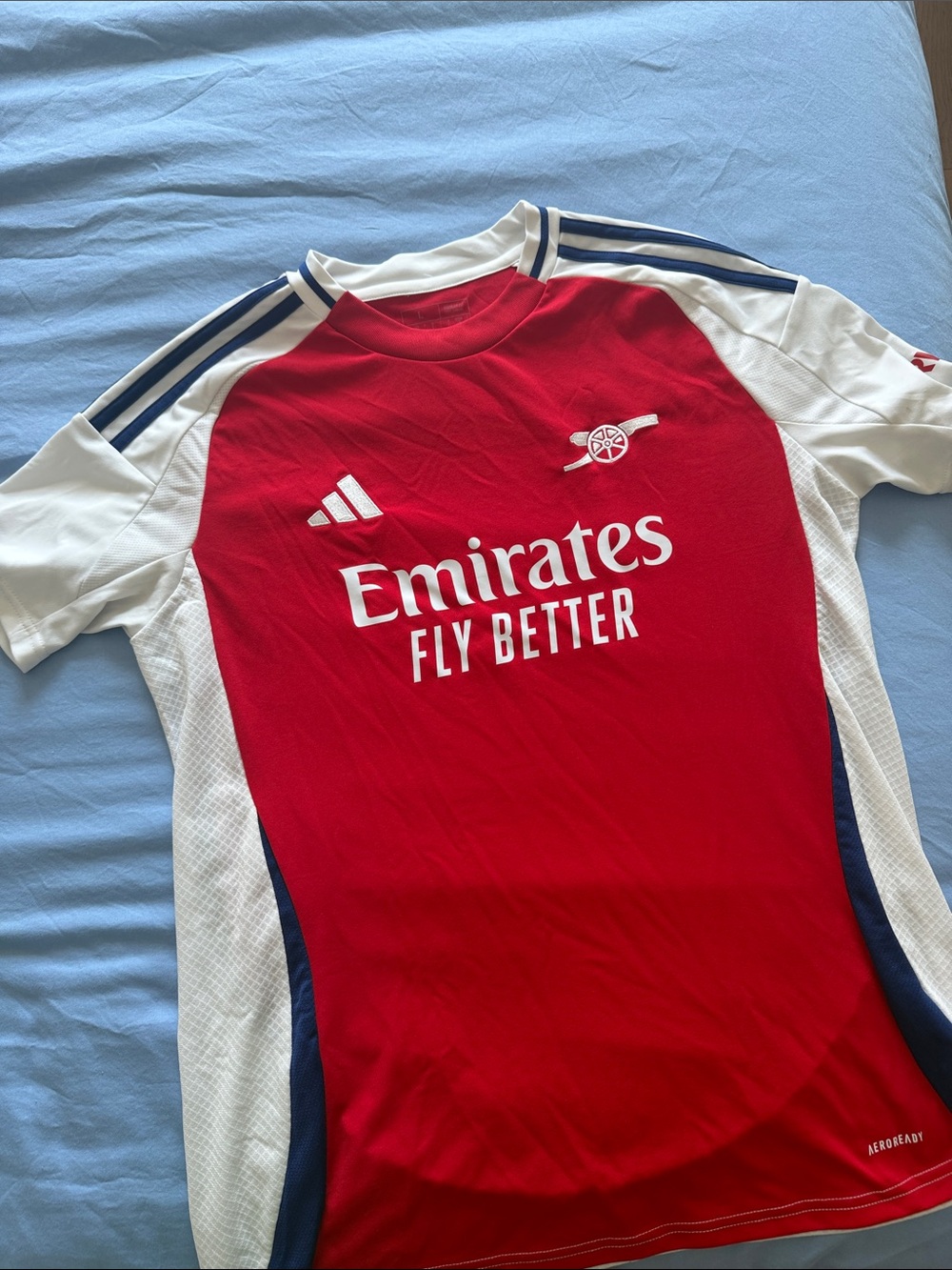 adidas Red & White Arsenal Soccer Jersey with Navy Accents
